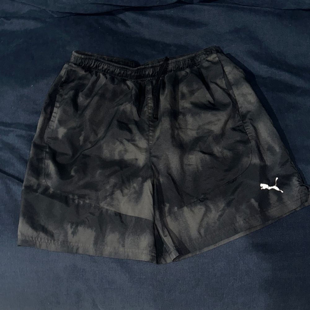 Puma Black Men's Athletic Shorts with White Logo